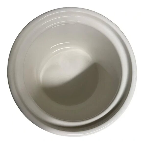 FARMHOUSE KITCHEN White Casserole Butter Crock with Swirl Design and Cover 4"x5" - Picture 8 of 12